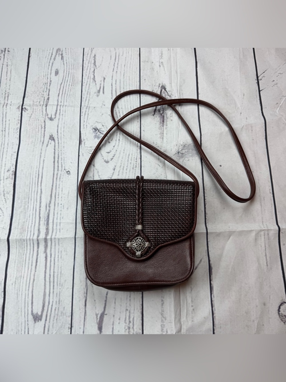 Brighton Women's One World Bag Brown  Leather Crossbody Western Rodeo Purse Boho